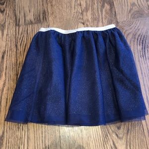 Navy blue sparkly skater skirt